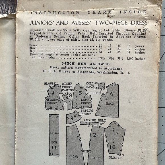 New York Pattern 165, size 11 pattern for two piece skirt w side opening - Picture 4 of 10